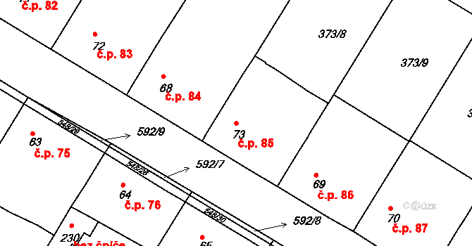 Hrdly 85, Bohušovice nad Ohří na parcele st. 73 v KÚ Hrdly, Katastrální mapa