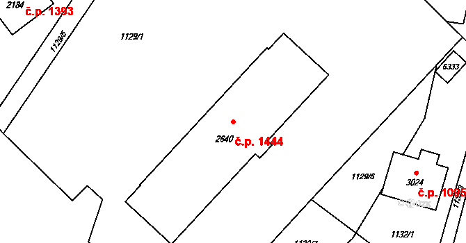 Rožnov pod Radhoštěm 1444 na parcele st. 2640 v KÚ Rožnov pod Radhoštěm, Katastrální mapa