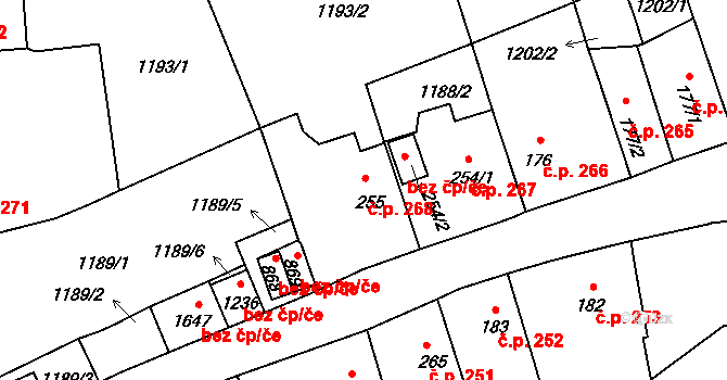 Hluboká nad Vltavou 268 na parcele st. 255 v KÚ Hluboká nad Vltavou, Katastrální mapa