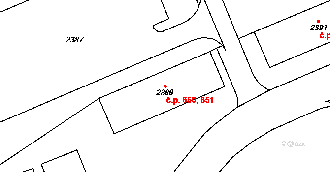 Chodov 650,651 na parcele st. 2389 v KÚ Dolní Chodov, Katastrální mapa