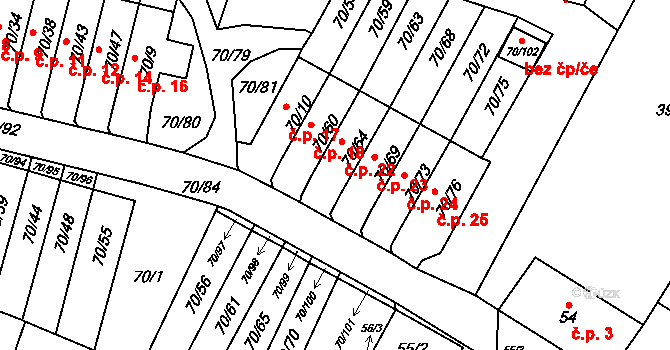 Místo 22 na parcele st. 70/64 v KÚ Místo, Katastrální mapa