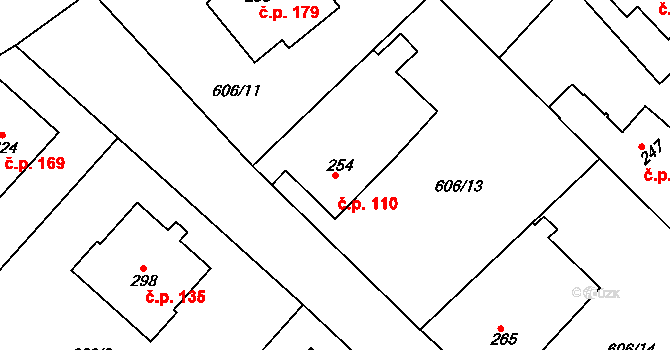 Čachovice 110 na parcele st. 254 v KÚ Čachovice, Katastrální mapa