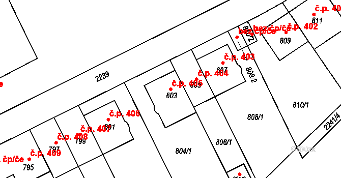 Střešovice 405, Praha na parcele st. 803 v KÚ Střešovice, Katastrální mapa