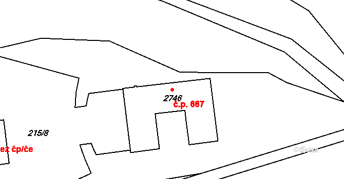 Sezimovo Ústí 667 na parcele st. 2746 v KÚ Sezimovo Ústí, Katastrální mapa