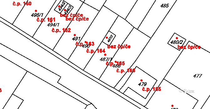 Pražské Předměstí 165, Bílina na parcele st. 487/1 v KÚ Bílina, Katastrální mapa