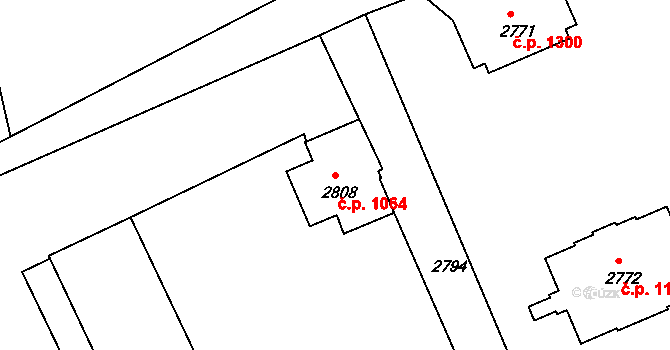 Rumburk 1 1064, Rumburk na parcele st. 2808 v KÚ Rumburk, Katastrální mapa