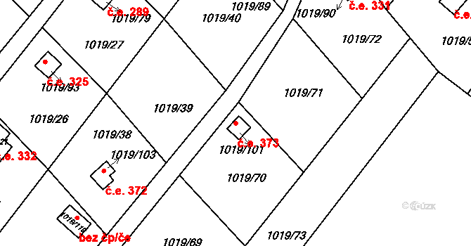 Rumburk 1 373, Rumburk na parcele st. 1019/101 v KÚ Rumburk, Katastrální mapa