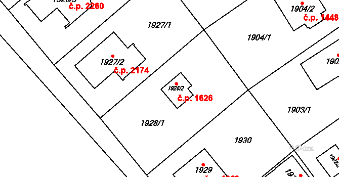 Černošice 1626 na parcele st. 1928/2 v KÚ Černošice, Katastrální mapa