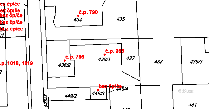Žamberk 266 na parcele st. 436/1 v KÚ Žamberk, Katastrální mapa