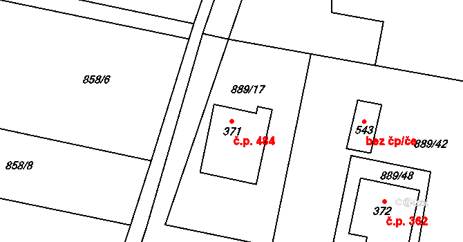 Cerhenice 484 na parcele st. 371 v KÚ Cerhenice, Katastrální mapa