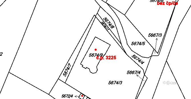 Česká Lípa 3225 na parcele st. 5674/9 v KÚ Česká Lípa, Katastrální mapa