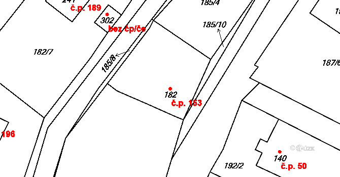 Litohoř 153 na parcele st. 182 v KÚ Litohoř, Katastrální mapa