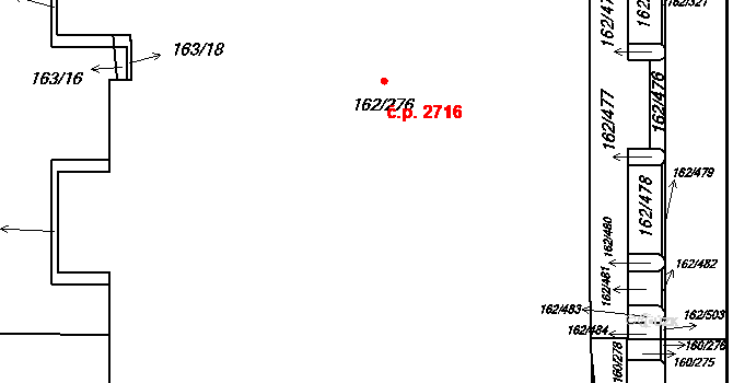 Stodůlky 2716, Praha na parcele st. 162/276 v KÚ Stodůlky, Katastrální mapa