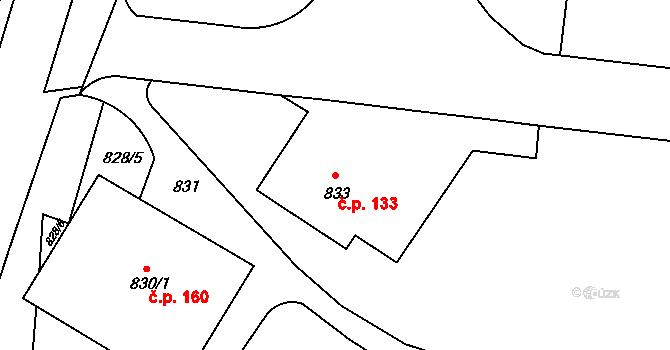 Předměstí 133, Litoměřice na parcele st. 833 v KÚ Litoměřice, Katastrální mapa