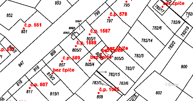 Tachov 38303094 na parcele st. 805/3 v KÚ Tachov, Katastrální mapa