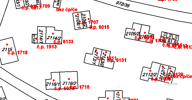 Zlín 1911 na parcele st. 2113/1 v KÚ Zlín, Katastrální mapa