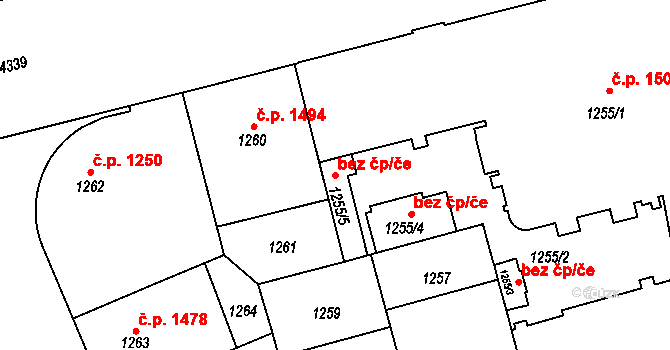 Praha 42642094 na parcele st. 1255/5 v KÚ Žižkov, Katastrální mapa