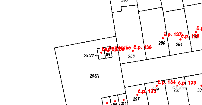 Radostice 42920094 na parcele st. 295/2 v KÚ Radostice u Brna, Katastrální mapa