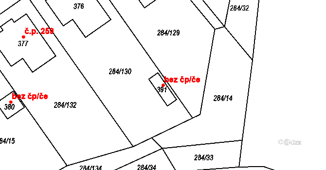 Ježov 43469094 na parcele st. 391 v KÚ Ježov, Katastrální mapa