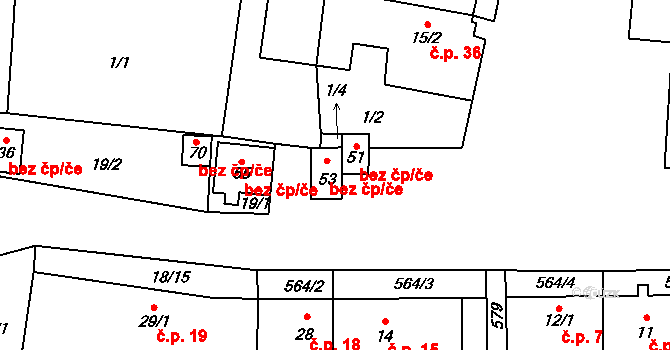 Kojatín 44117094 na parcele st. 51 v KÚ Kojatín, Katastrální mapa