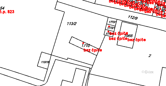 Třebíč 44146094 na parcele st. 1710 v KÚ Podklášteří, Katastrální mapa