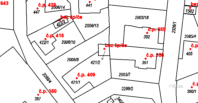 Ledeč nad Sázavou 44557094 na parcele st. 421/2 v KÚ Ledeč nad Sázavou, Katastrální mapa