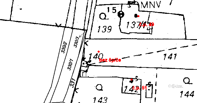 Heřmanova Huť 45761094 na parcele st. 140 v KÚ Horní Sekyřany, Katastrální mapa