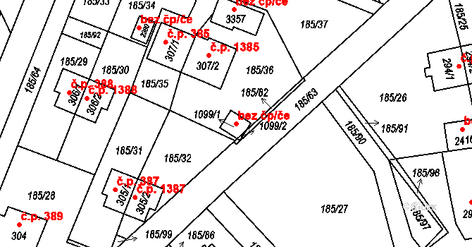 Sezimovo Ústí 47410094 na parcele st. 1099/1 v KÚ Sezimovo Ústí, Katastrální mapa