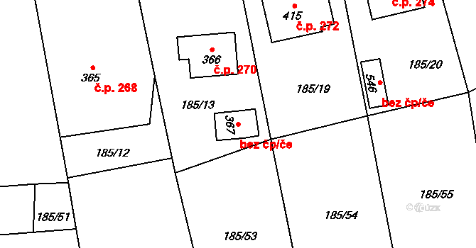 Kladruby 48220094 na parcele st. 367 v KÚ Kladruby u Stříbra, Katastrální mapa