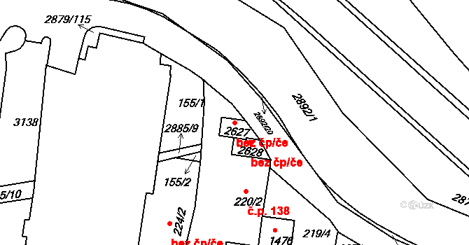 Bystřice pod Hostýnem 48486094 na parcele st. 2627 v KÚ Bystřice pod Hostýnem, Katastrální mapa