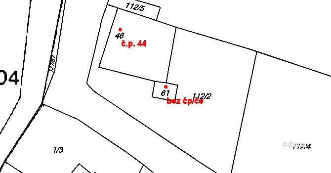 Střelice 48926094 na parcele st. 61 v KÚ Střelice, Katastrální mapa