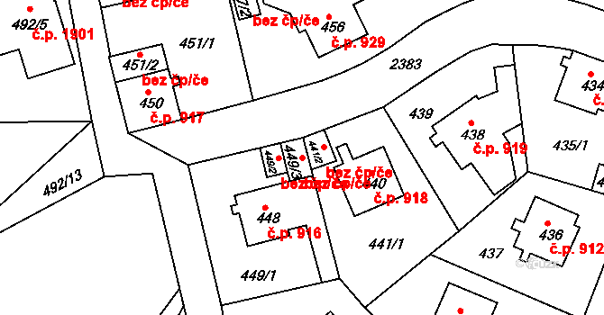 Teplice 49331094 na parcele st. 449/3 v KÚ Teplice-Trnovany, Katastrální mapa