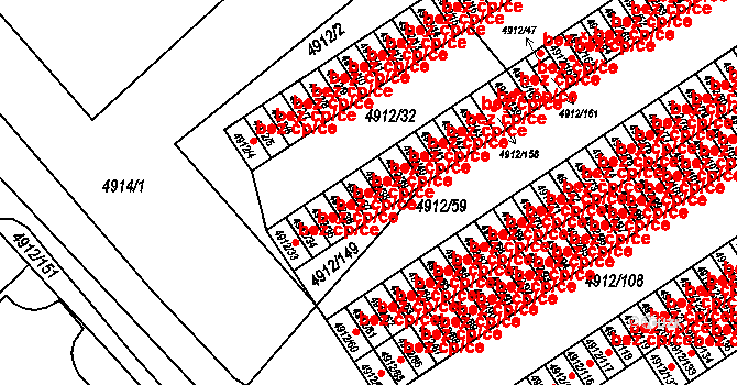Chomutov 50047094 na parcele st. 4912/37 v KÚ Chomutov I, Katastrální mapa