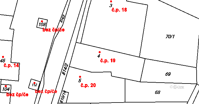 Holešovice 19, Chroustovice na parcele st. 4 v KÚ Holešovice u Chroustovic, Katastrální mapa