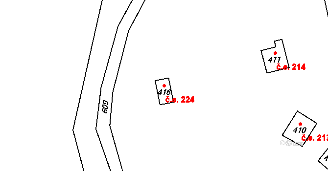 Loučná 224, Lom na parcele st. 416 v KÚ Loučná u Lomu, Katastrální mapa