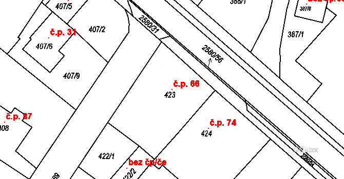 Malé Předměstí 66, Horšovský Týn na parcele st. 423 v KÚ Horšovský Týn, Katastrální mapa