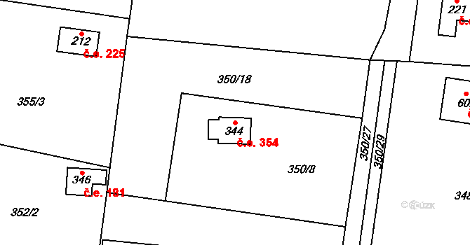 Ohrobec 354 na parcele st. 344 v KÚ Ohrobec, Katastrální mapa