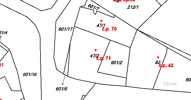 Chocenice 71 na parcele st. 47/2 v KÚ Chocenice, Katastrální mapa
