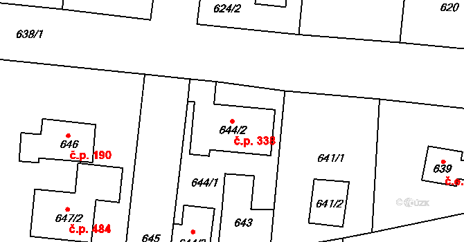 Senec 338, Zruč-Senec na parcele st. 644/2 v KÚ Senec u Plzně, Katastrální mapa