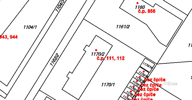 Týniště nad Orlicí 111,112 na parcele st. 1170/2 v KÚ Týniště nad Orlicí, Katastrální mapa