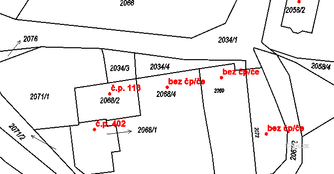 Kunín 101554095 na parcele st. 2068/4 v KÚ Kunín, Katastrální mapa