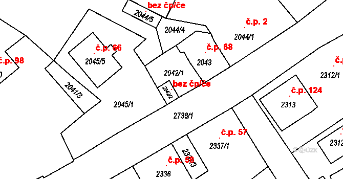 Černovice 106426095 na parcele st. 2042/2 v KÚ Černovice u Chomutova, Katastrální mapa