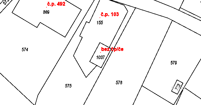 Zlín 107207095 na parcele st. 1037 v KÚ Mladcová, Katastrální mapa