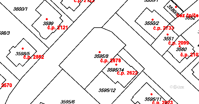 Znojmo 2678 na parcele st. 3595/8 v KÚ Znojmo-město, Katastrální mapa