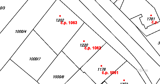 Lipník nad Bečvou I-Město 1062, Lipník nad Bečvou na parcele st. 1220 v KÚ Lipník nad Bečvou, Katastrální mapa