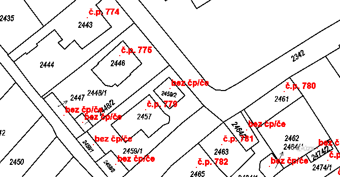 Krnov 118241095 na parcele st. 2459/2 v KÚ Krnov-Horní Předměstí, Katastrální mapa