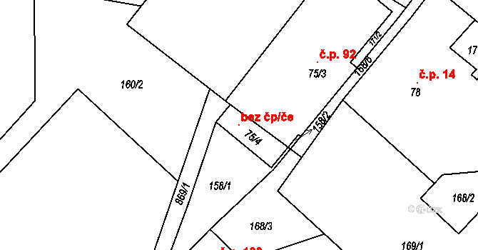 Olšany 118999095 na parcele st. 75/4 v KÚ Olšany nad Moravou, Katastrální mapa