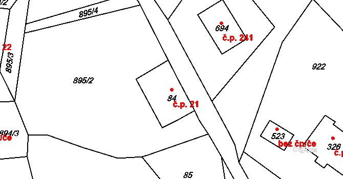 Alšovice 21, Pěnčín na parcele st. 84 v KÚ Alšovice, Katastrální mapa