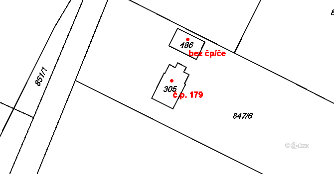 Guty 179, Třinec na parcele st. 305 v KÚ Guty, Katastrální mapa