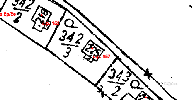 Markvartice 157, Jablonné v Podještědí na parcele st. 225 v KÚ Markvartice v Podještědí, Katastrální mapa